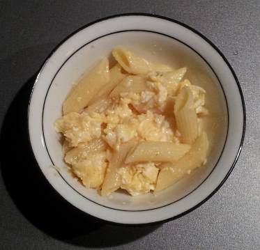 penne with backed egg